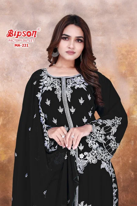 MA 221 By Bipson Fox Georgette Embroidery Dress Material Orders In India